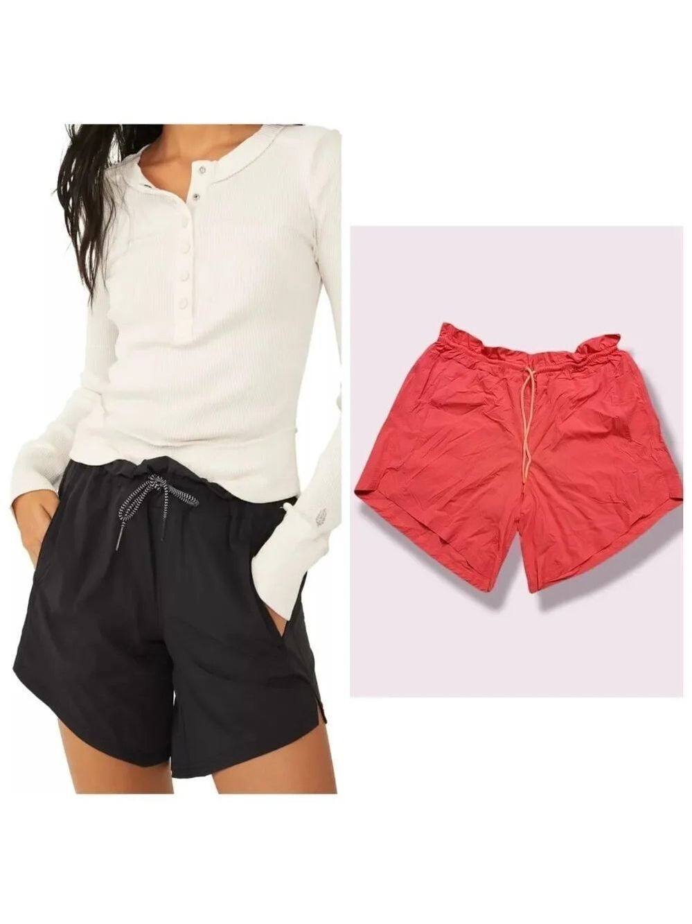 NWOT FREE People High Waisted Drawstring Nylon Light Weight Shorts